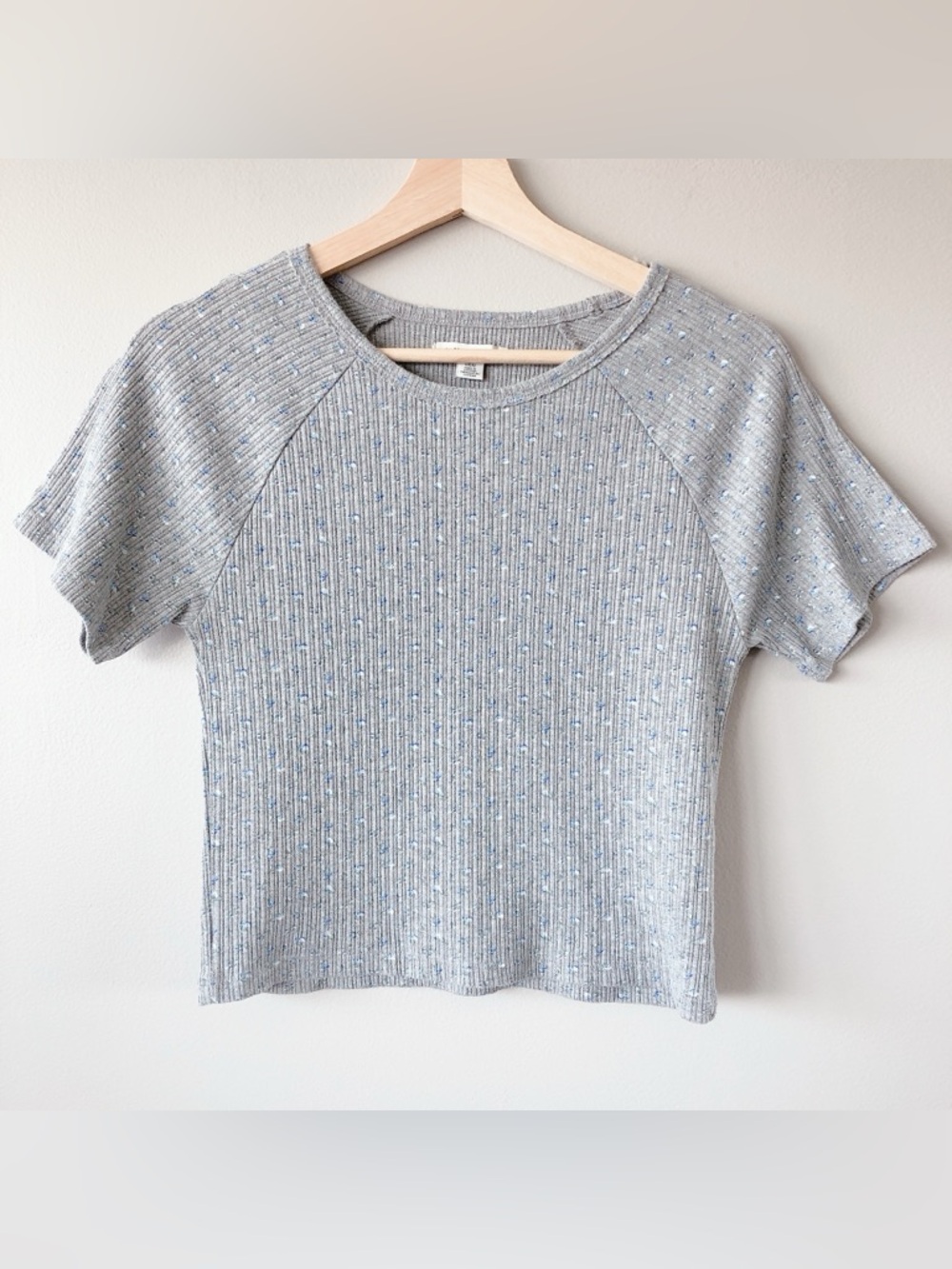 American Eagle ribbed tee grey tshirt AE women’s large floral shirt top